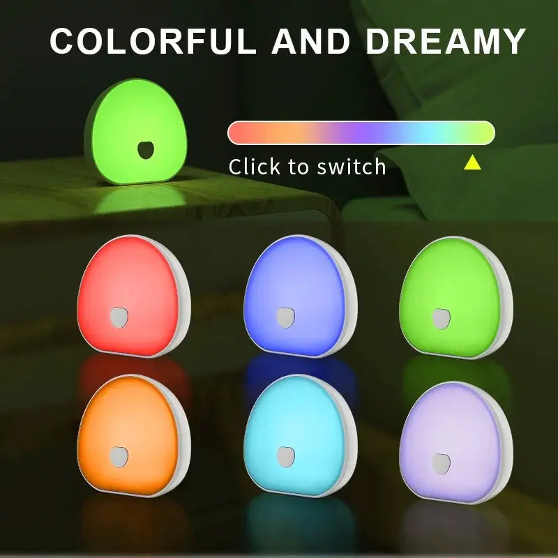 New white noise night light with 7-color ambient lighting; six color options shown