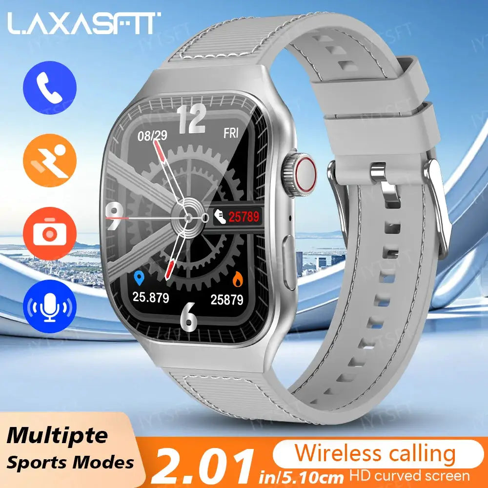 LAXASFIT 2.01 Inch Curved Screen Smart Watch Bluetooth 5.3 HD Super AMOLED Display Multi Sports Modes