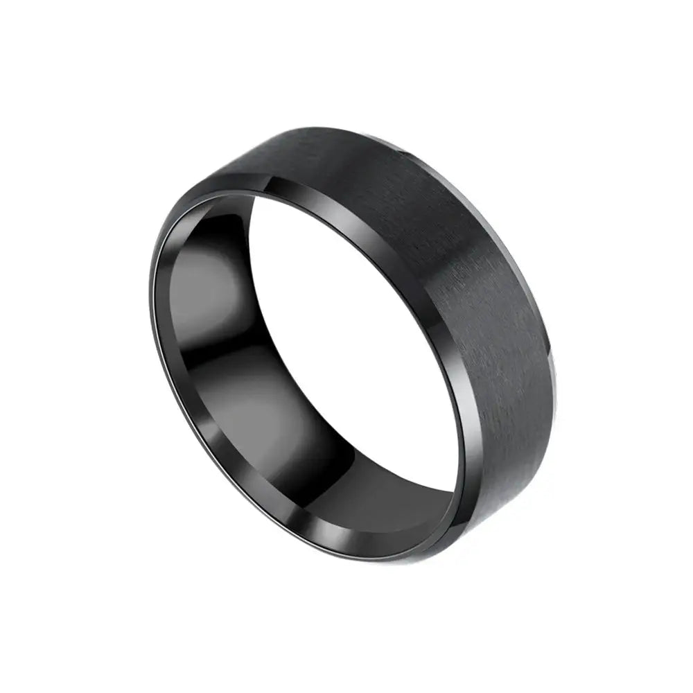8mm Stainless Steel Black Matte Groove Ring Wholesale For Men Wedding Engagement Party Gift Anniversary Jewelry
