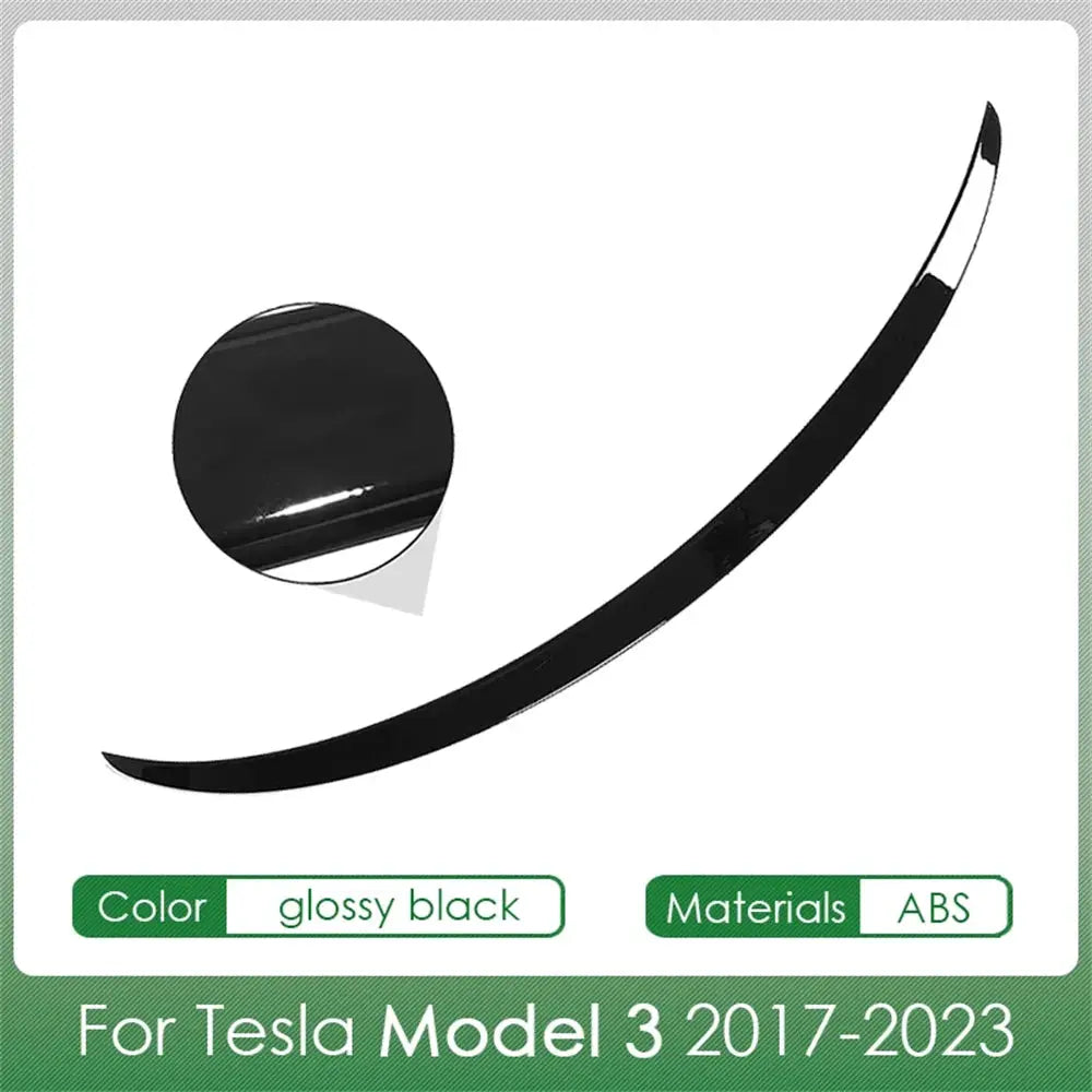 Rear spoiler wing for Tesla Model 3 2017-2023, glossy black ABS