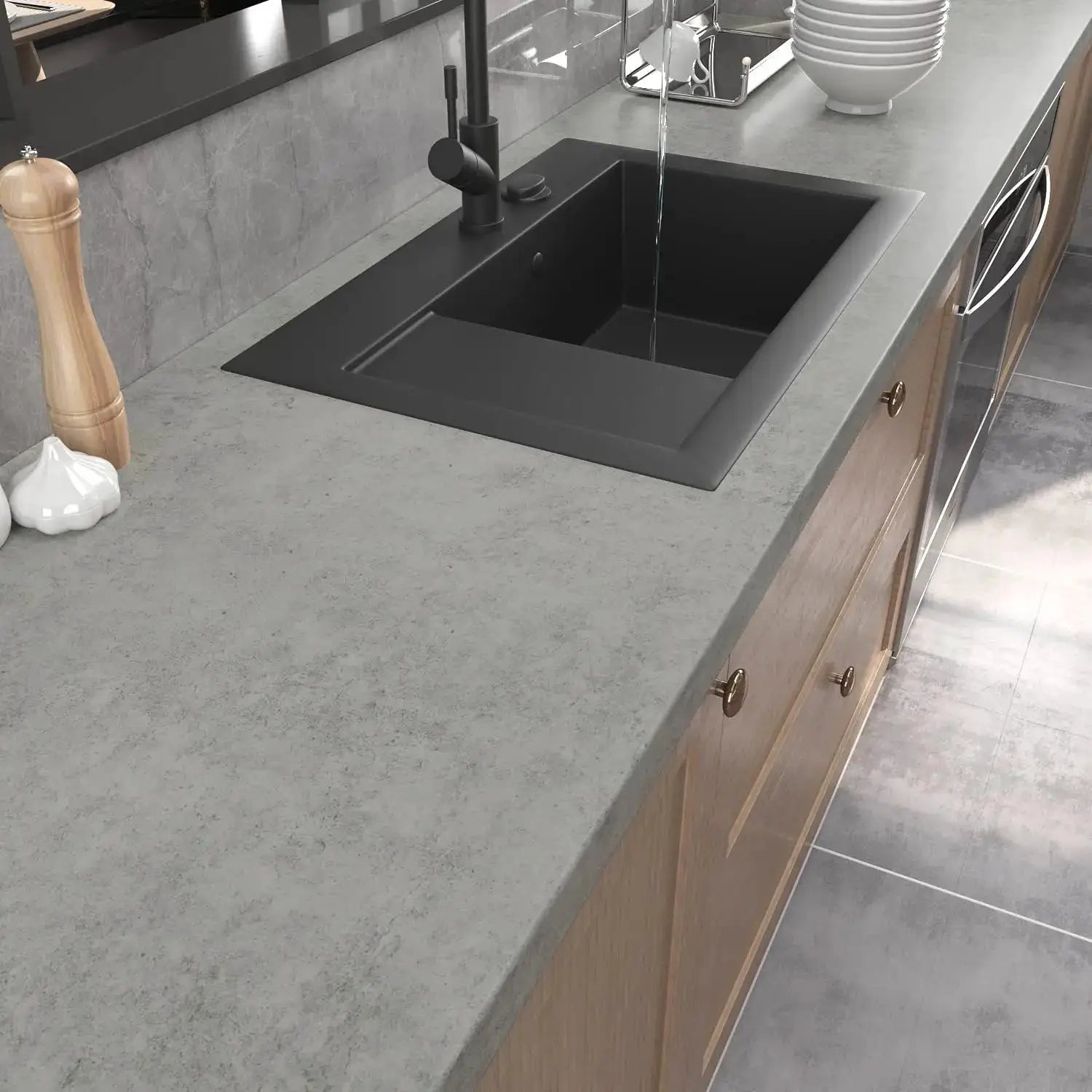 Cement Grey Self Adhesive Wallpaper For Living Room And Furniture Decor Waterproof Vinyl Wall Stickers Easy To Install