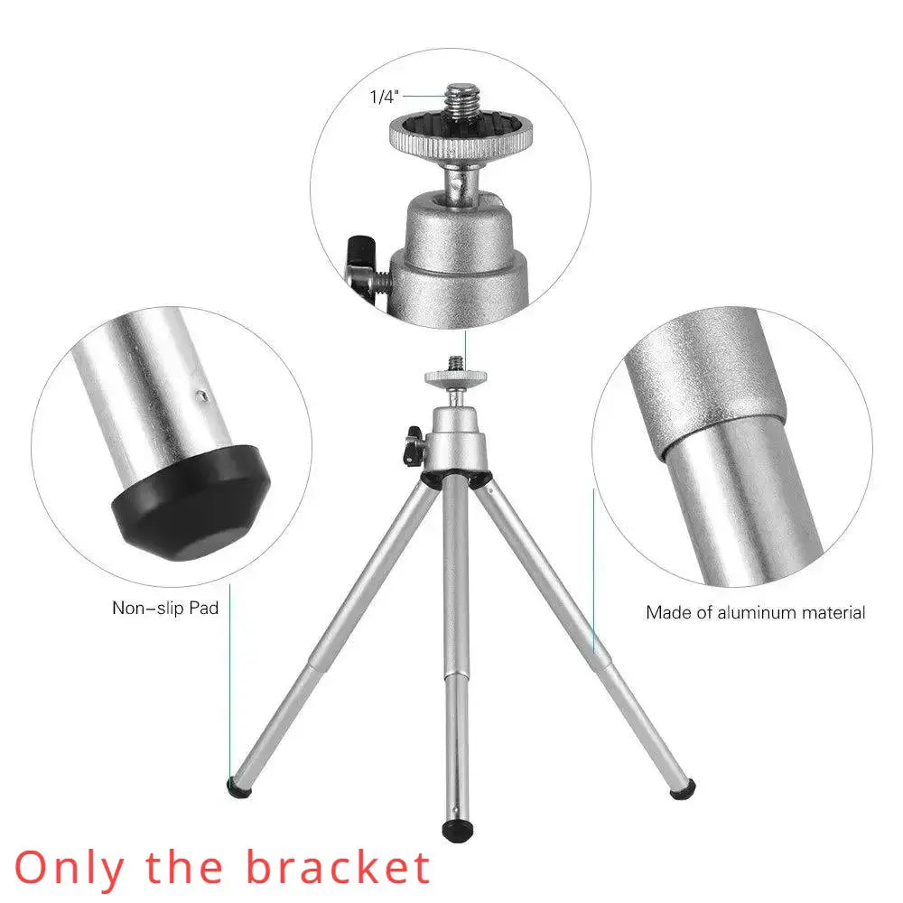 Aluminum mini tripod bracket with non-slip pad and 1/4 inch mount screw