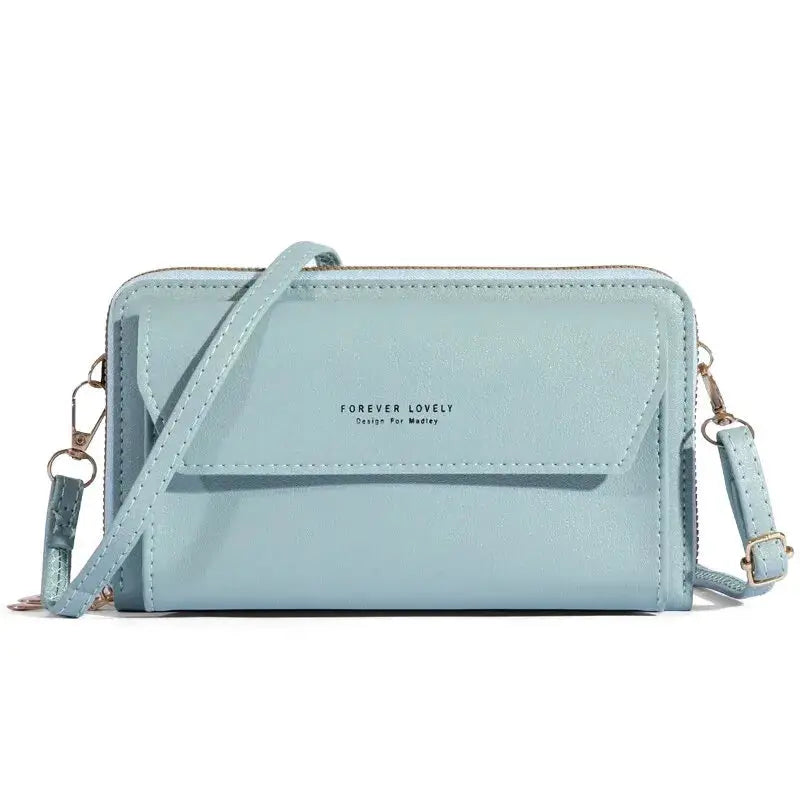 NovaLux Womens PU Material Crossbody Bag With Double Layer Design On One Shoulder For Mobile Phone And Essentials