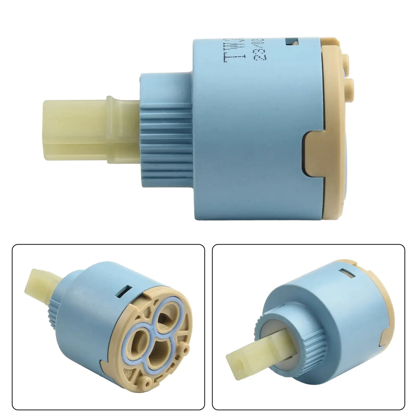 Ceramic tap cartridge valve, 1pc blue body with beige fittings by Simples Market