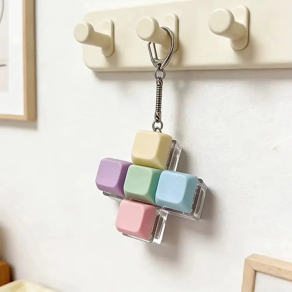 Keyboard Key Fidget Toy Stress Relief Button Keychain With Clickable Keys Office Desk Accessory Gift
