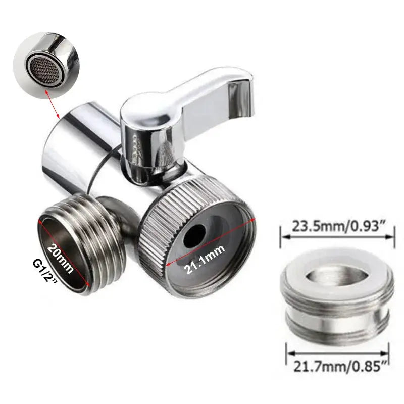 Chrome handheld bidet sprayer with ABS self-clean nozzle and G1/2 threaded adapters