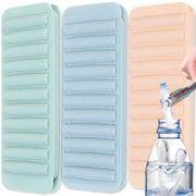 Set of 3 long bar ice cube molds by Simples Market in pastel mint, blue, and peach.