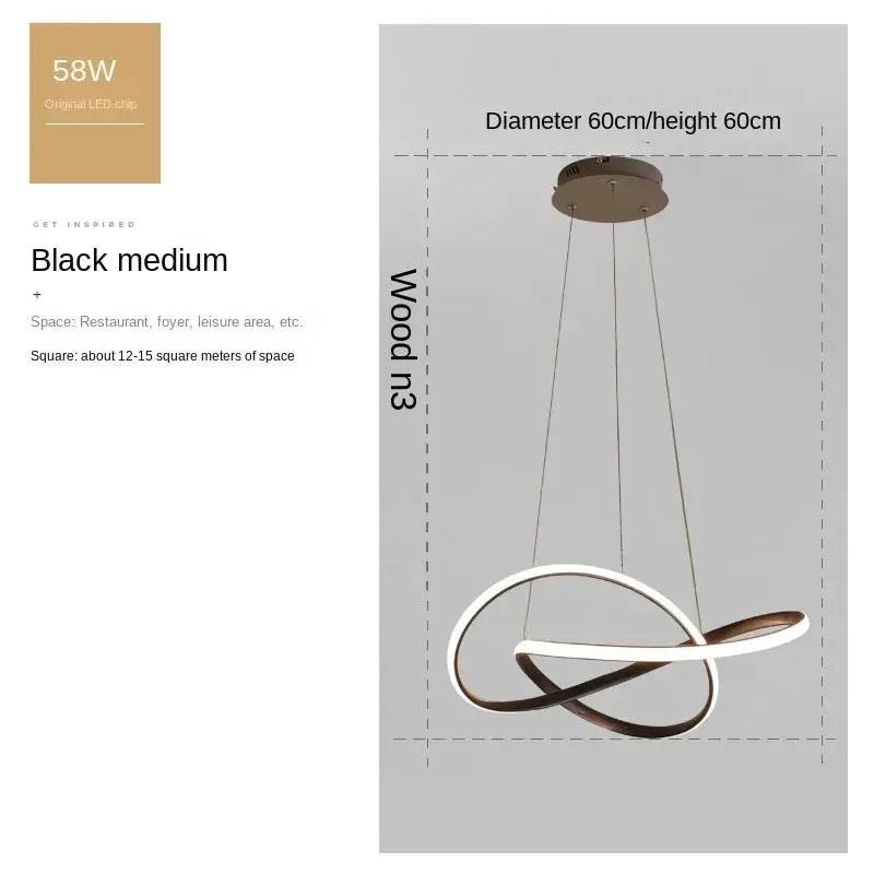 Dining room pendant lamp by Simples Market, black clover-shaped Nordic modern LED ring