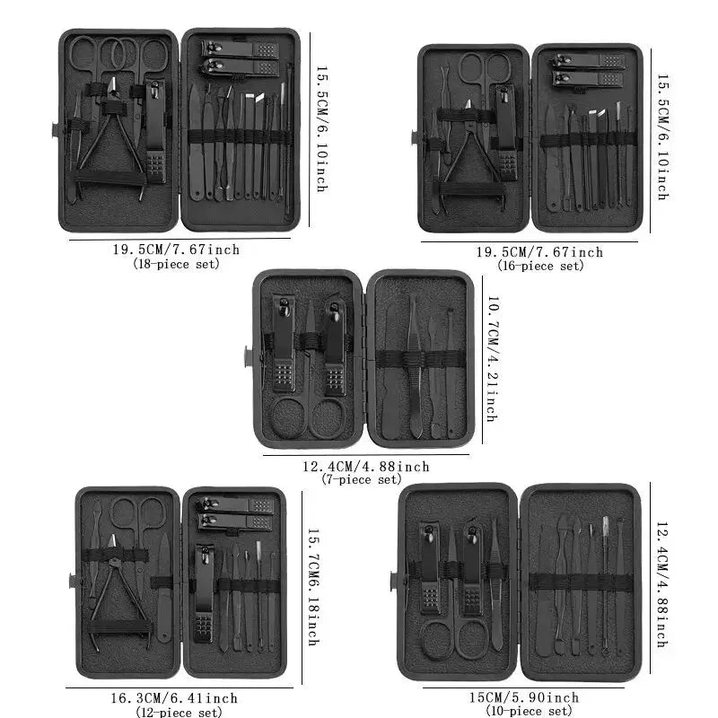 Stainless Steel Nail Clipper Set with Case Angled Nail Clippers Pedicure Tools Ear Pick Scoop and Dead Skin Remover