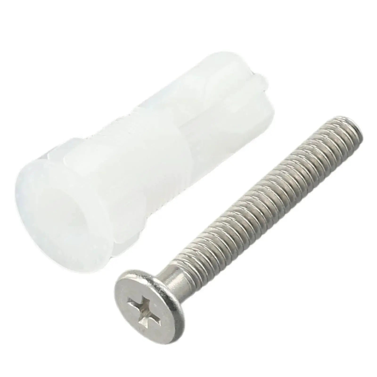 Top-fix toilet seat screws kit, 2-pack with white plastic nut covers and metal bolts