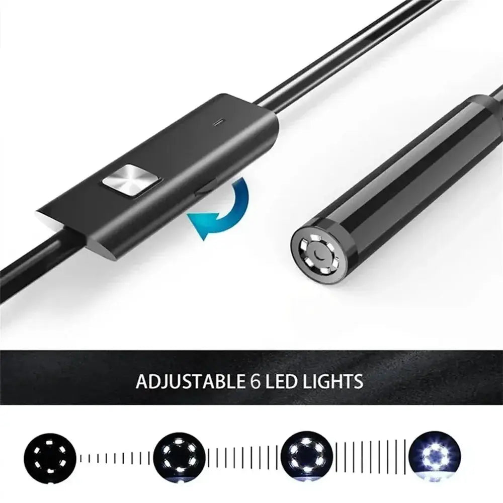 Dual Lens Endoscope Camera 7.0mm IP67 Waterproof Borescope With Adjustable LED Lighting For Android And PC USB Type C