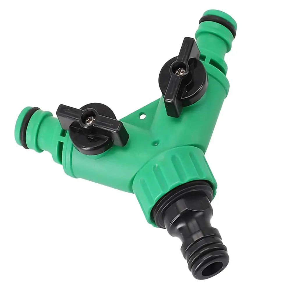 Y Shape Garden Hose Splitter Valve Three Way Connector With Switch For Independent Outlet Watering And Planting