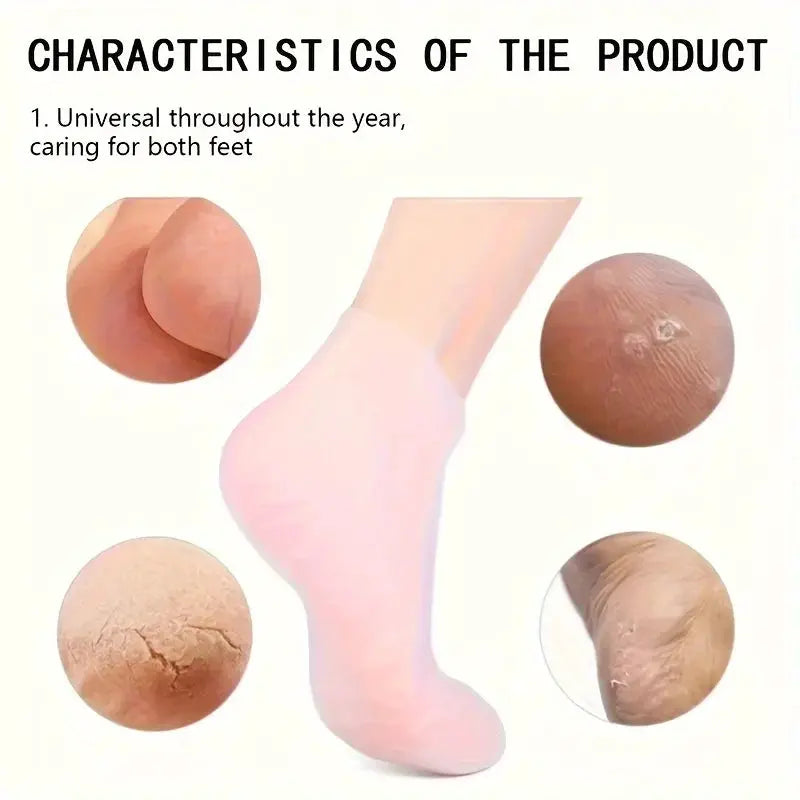 1 Pair Silicone Gel Moisturizing Foot Socks For Dry Cracked Feet With Soothing Massage Pedicure Care