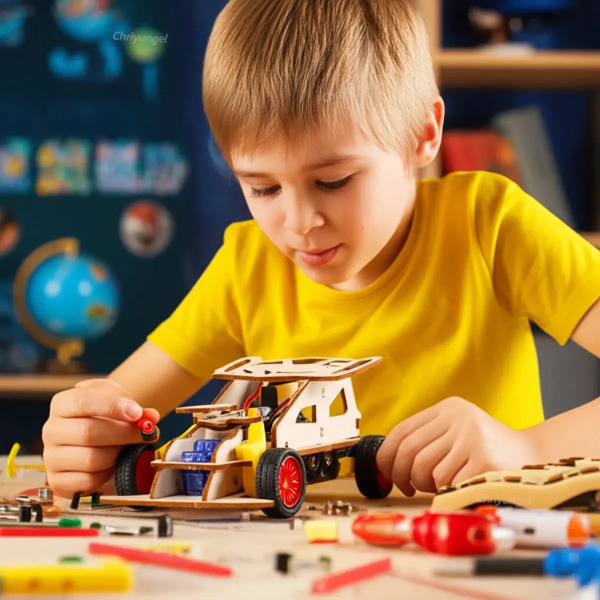 DIY Wooden Remote Control Car Kits Four Wheel Drive STEM Educational Toy For Teens And Kids Gifts