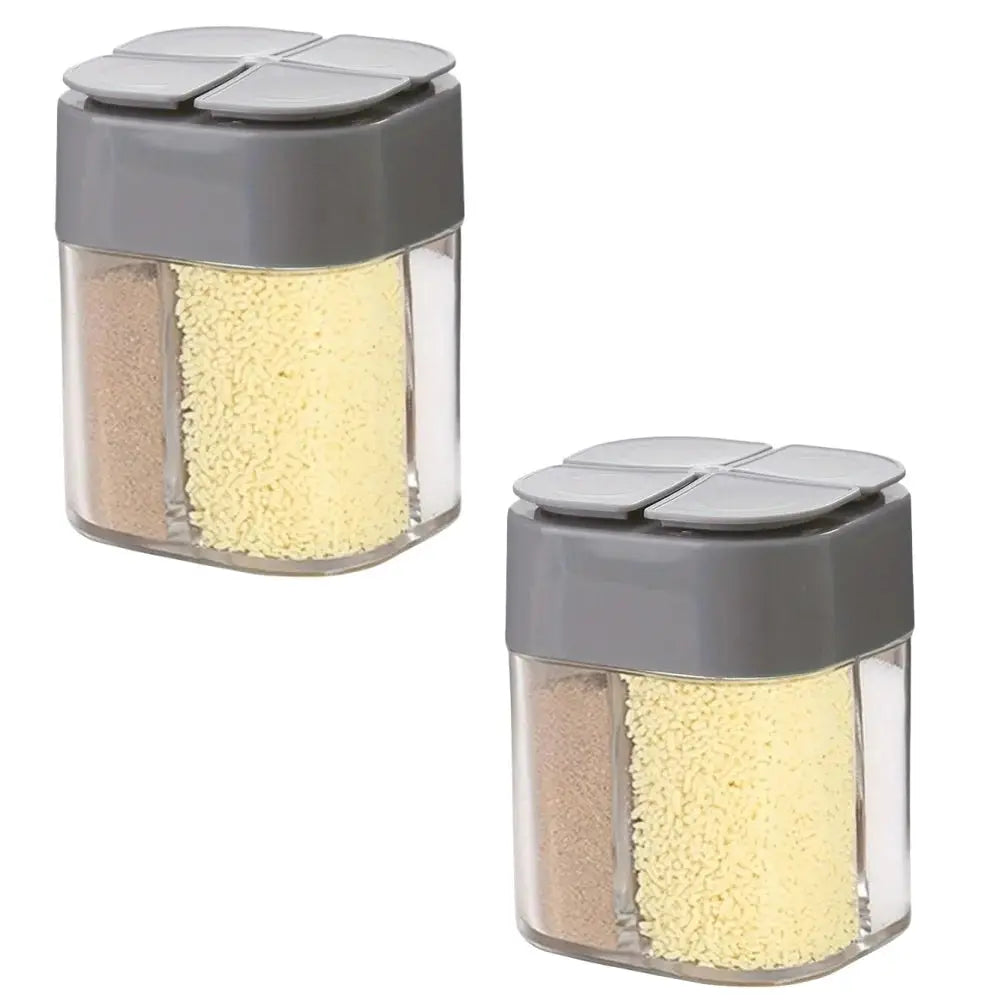 4 In 1 Camping Seasoning Shaker With Four Compartments For Outdoor BBQ Cooking Salt Pepper Storage Box And Lid