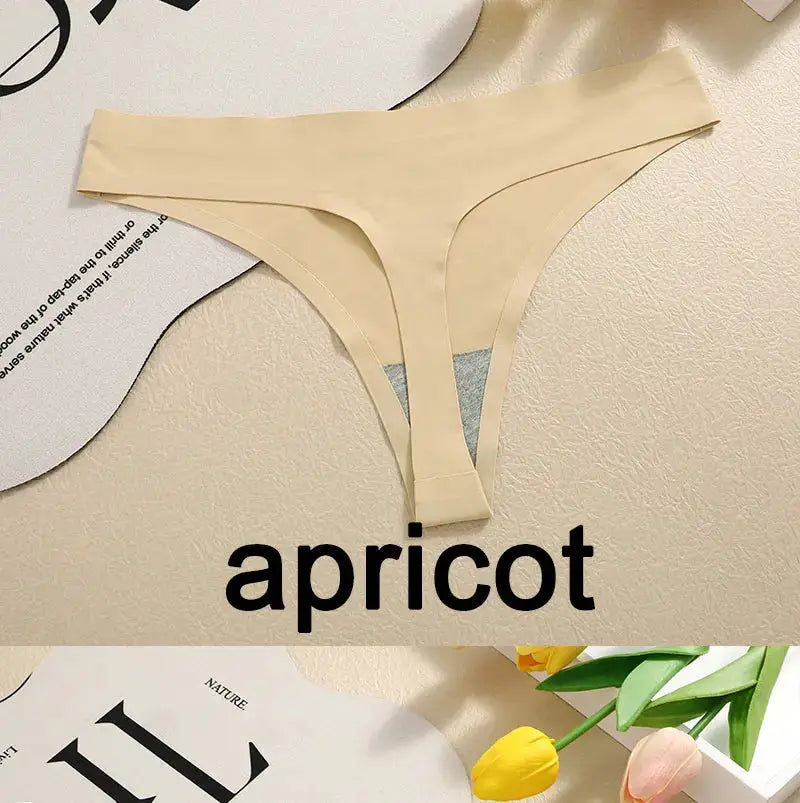 G-string underwear in apricot color, seamless low-waist T-back panty