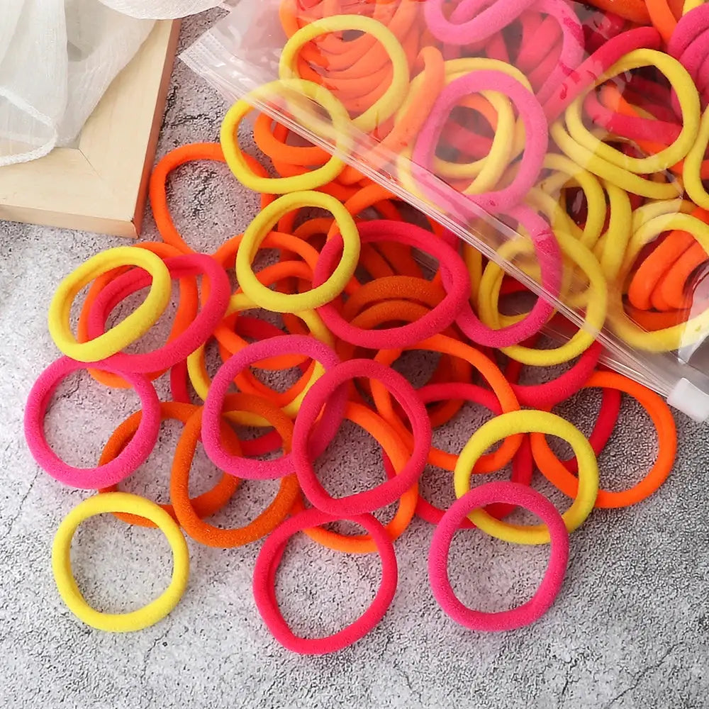 NovaHair 50 Pcs Mixed Colors Hair Bands 4 Cm Elastic Hair Ties Ponytail Holders Gentle Hold For Everyday Ponytails