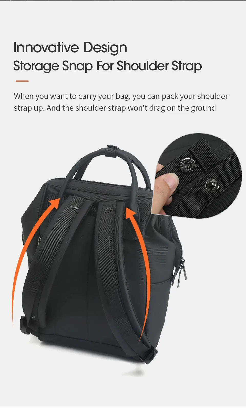 Tigernu New Ladies Casual Backpack, black splashproof TPU, lightweight travel and school bag