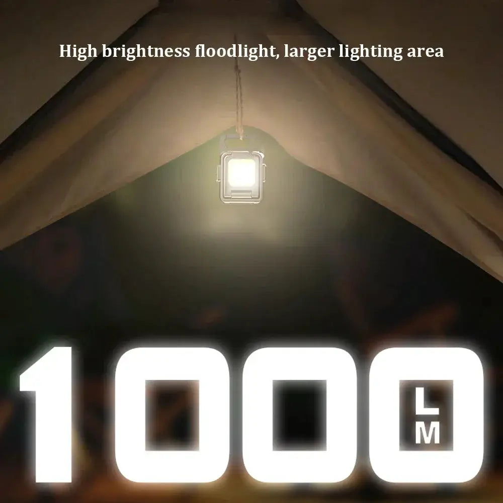 Simples Market mini USB rechargeable COB work light with 90° foldable side lights, 1000 lm lantern