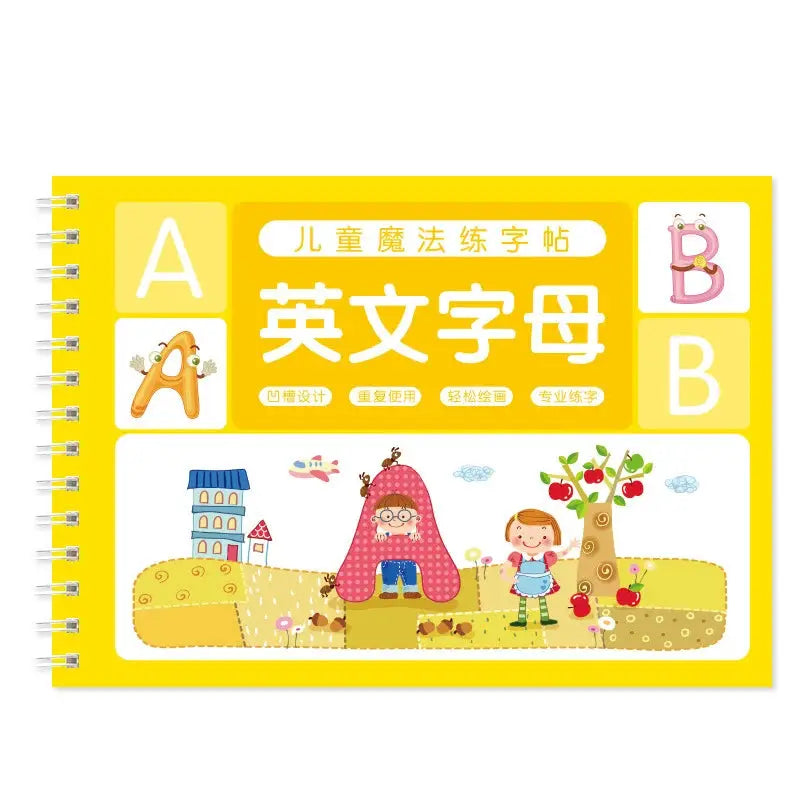 Reusable 3D Copybook For Kids Calligraphy Numbers Handwriting Practice And Math Writing Book