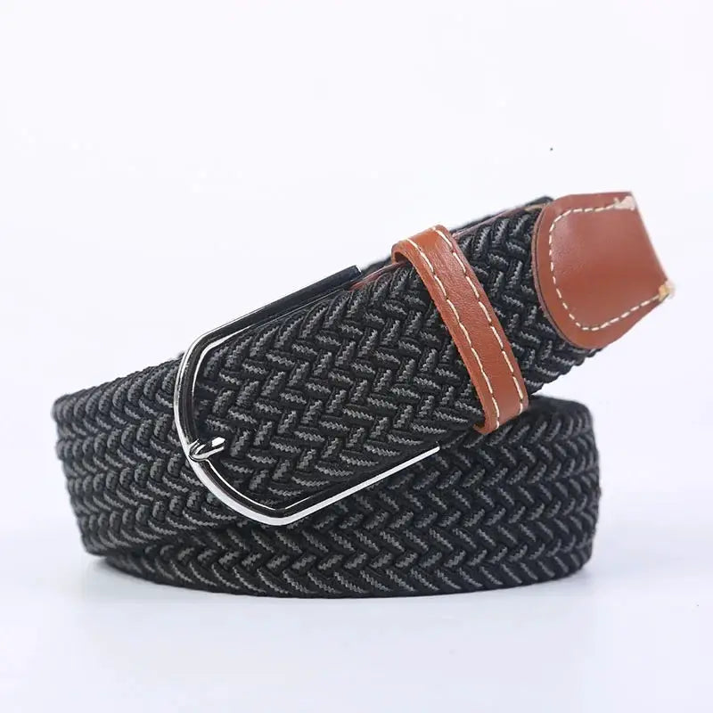 UrbanFlex Unisex Knitted Pin Buckle Belt Elastic Braided Canvas Stretch For Comfortable Jeans Wear