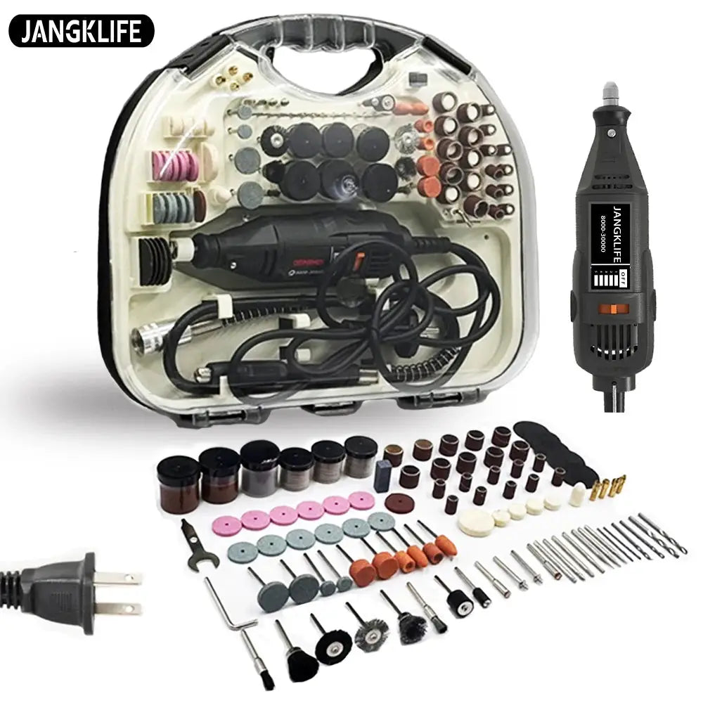 JANGKLIFE 110 220V High Power Multi Function Electric Grinder Polishing Drilling Cutting Engraving 211 Accessory Set