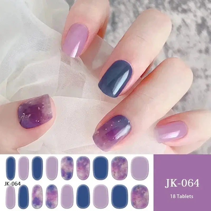 NailLux Semi Cured Nail Wraps For 16 To 20 Tips Easy Full Cover Adhesive Press On Nails Gel Finish UV LED Compatible