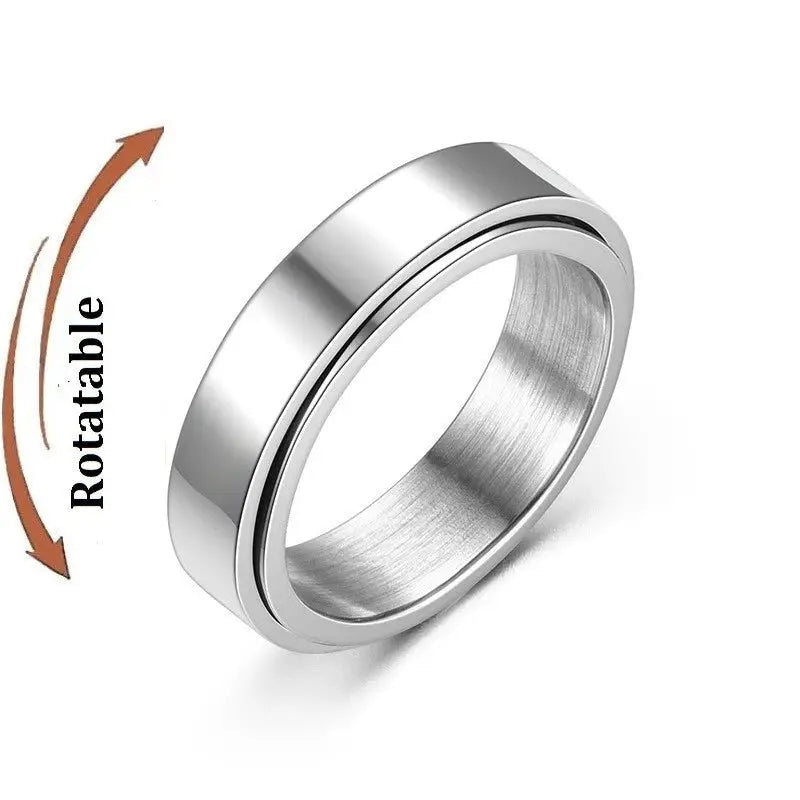 Stainless steel rotatable knuckle ring, unisex anti-stress fidget jewelry