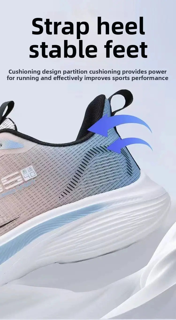 Men's running shoes with gradient knit upper and chunky white sole