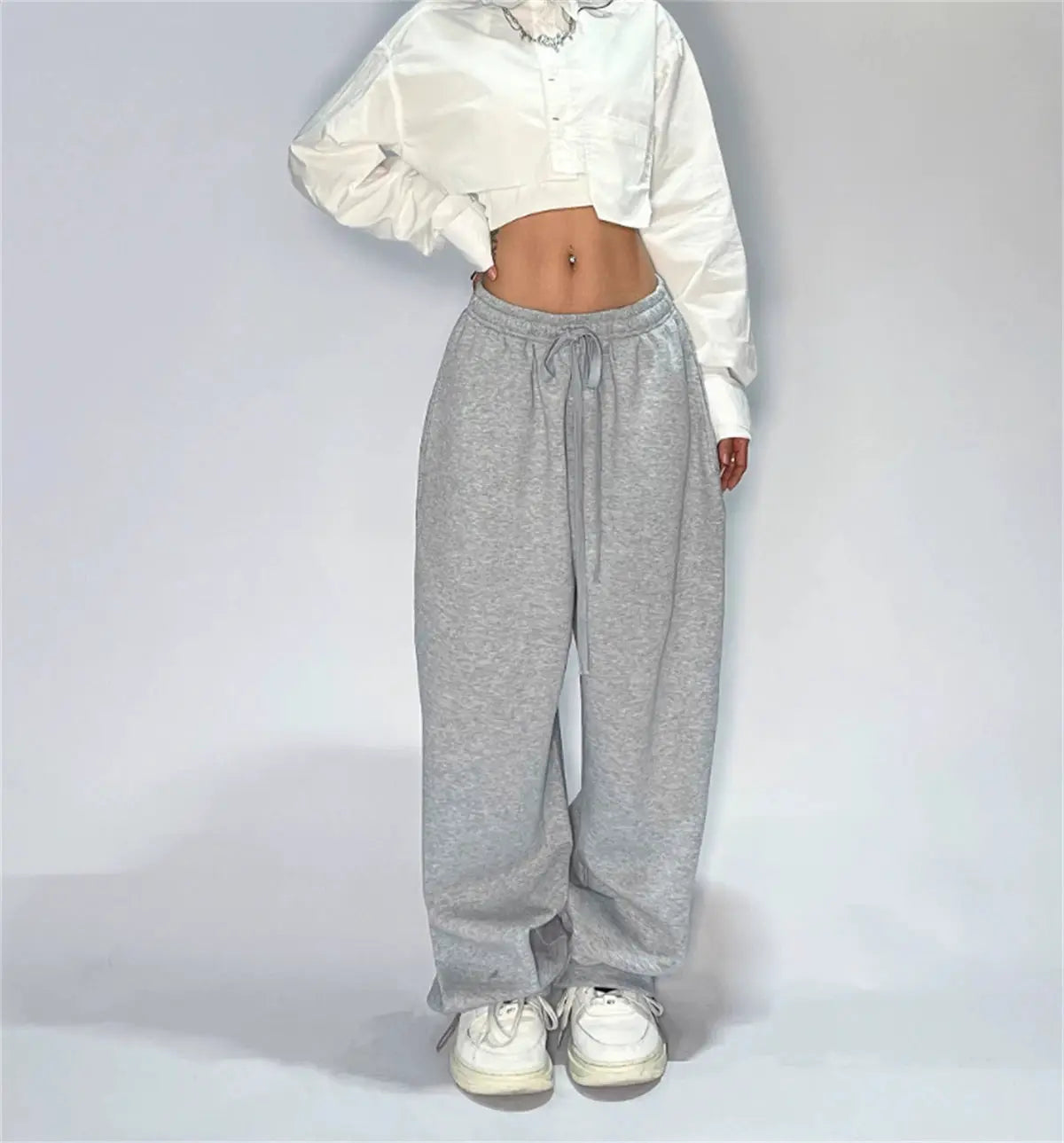 Harajuku Women Wide Leg Sweatpants For Spring And Fall Oversized Comfort In Smooth Polyester