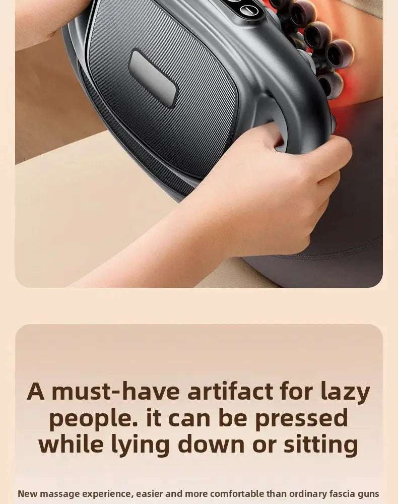 Simples Market 32-head massage gun in black, wireless deep-tissue vibration with red-light therapy