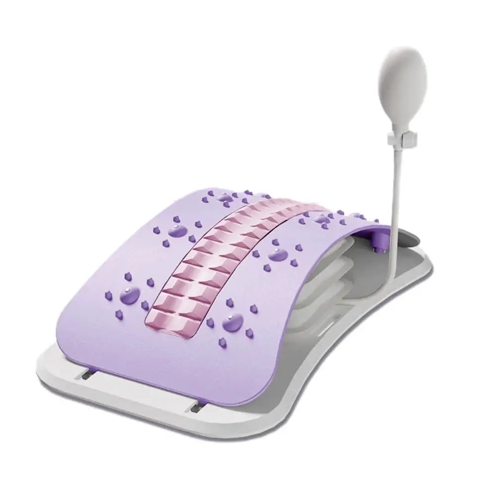 Foreverlily adjustable back massager with airbag lumbar and neck support, purple with handheld pump (Simples Market)