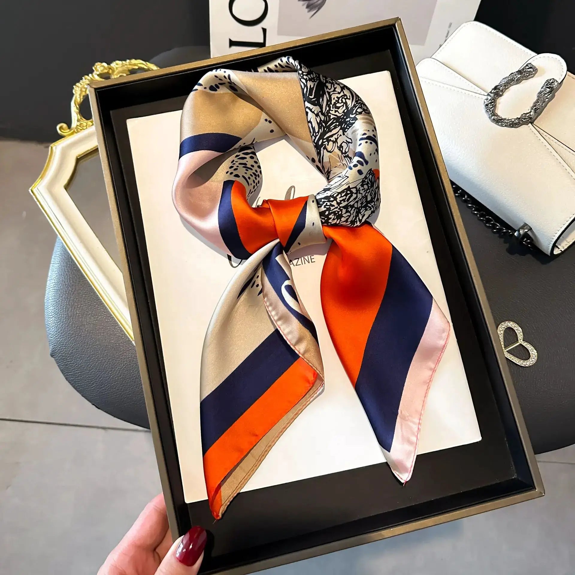 LuxeSilk Luxury Silk Shawl Square Scarf Versatile Satin Wrap For Neckerchief Hair Band Headband Bandana 70x70cm