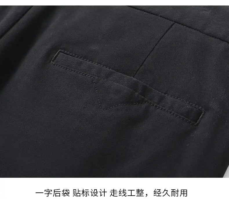 Simples Market black cotton-stretch chino pants with a single back welt pocket