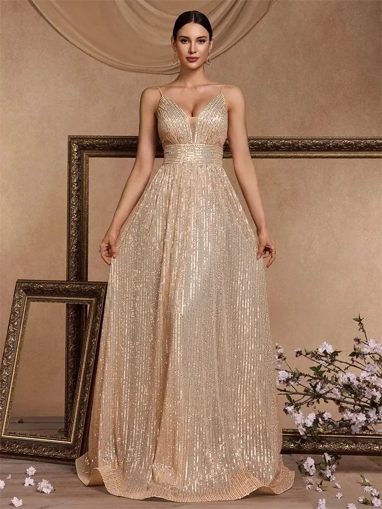 Elegant Backless Sequined Mermaid Evening Gown For Weddings And Proms