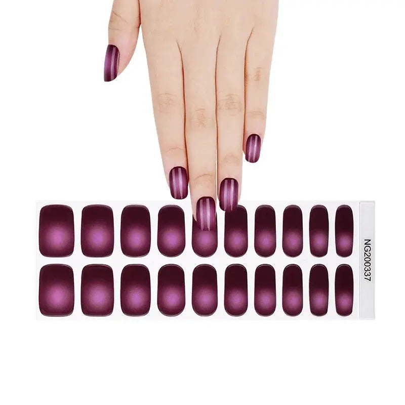 NailLux Semi Cured Nail Wraps For 16 To 20 Tips Easy Full Cover Adhesive Press On Nails Gel Finish UV LED Compatible