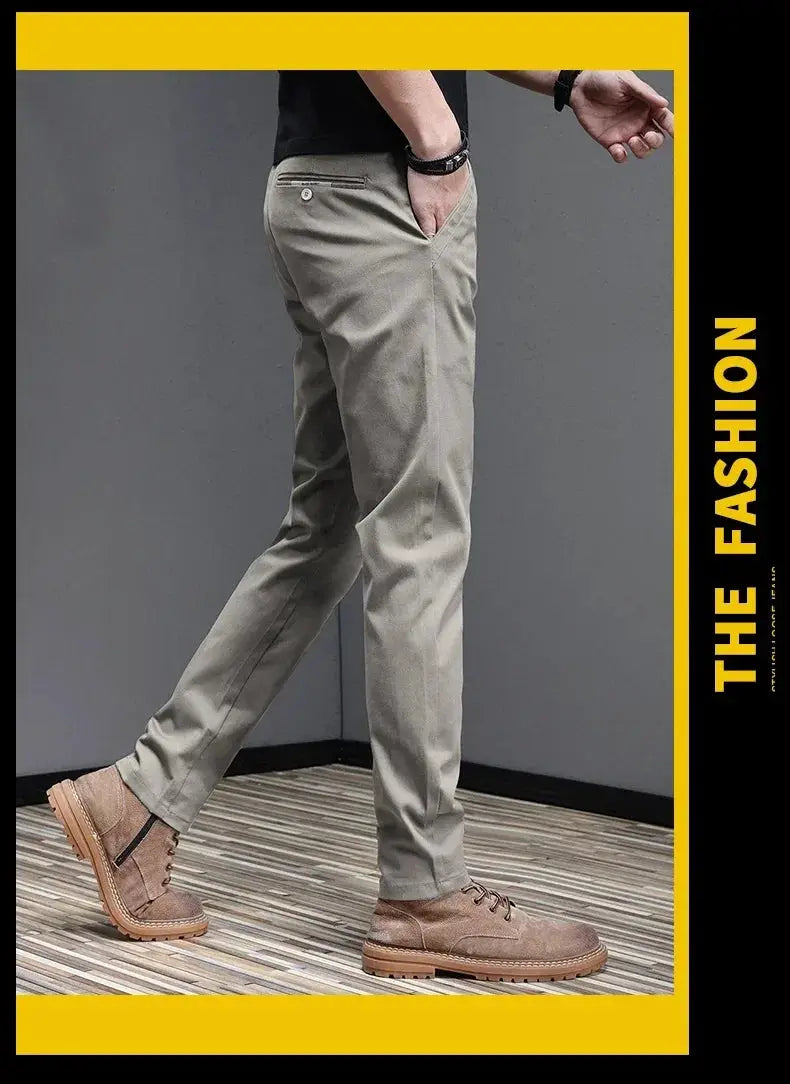 Men's casual pants by Simples Market, gray khaki, 97.8% cotton, slim-fit stretch trousers