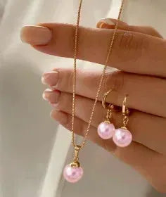 Fashion Pearl Jewelry Set For Women Dangle Earrings And Pendant Necklace Simple Dainty Daily Wear Party Accessories