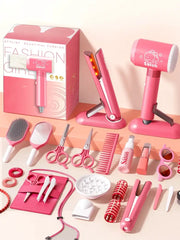 Kids Makeup Toys Simulation Haircut Kit With Hair Dryer Realistic Role Play Educational Toys For Girls Pretend Play Gift