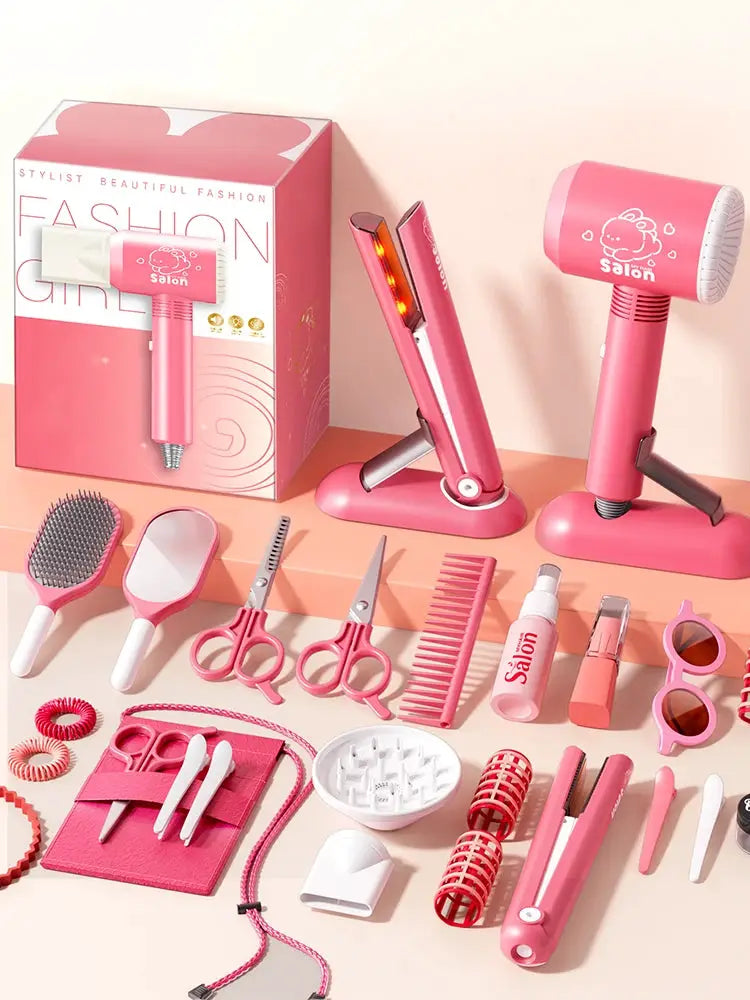 Kids Makeup Toys Simulation Haircut Kit With Hair Dryer Realistic Role Play Educational Toys For Girls Pretend Play Gift