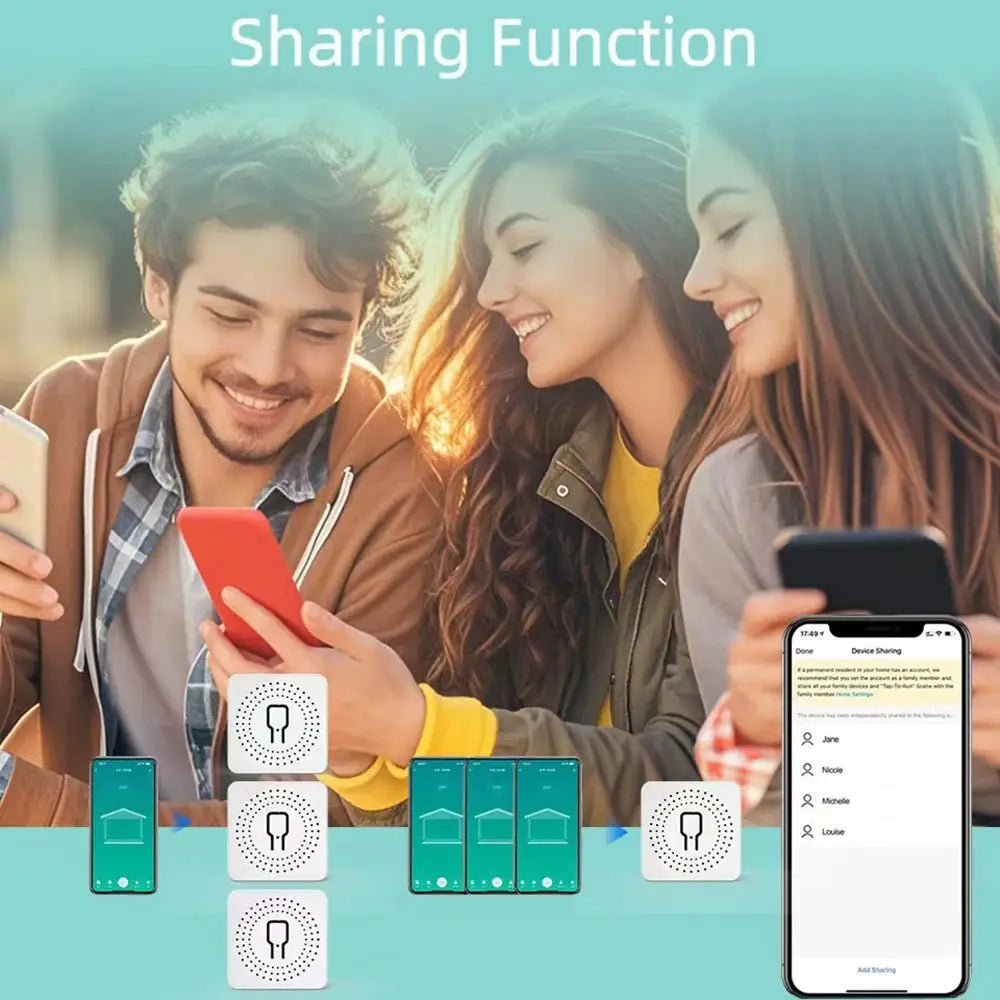 Smart WiFi Garage Door Opener kit by Simples Market with Tuya app control and Alexa/Google Assistant compatibility.