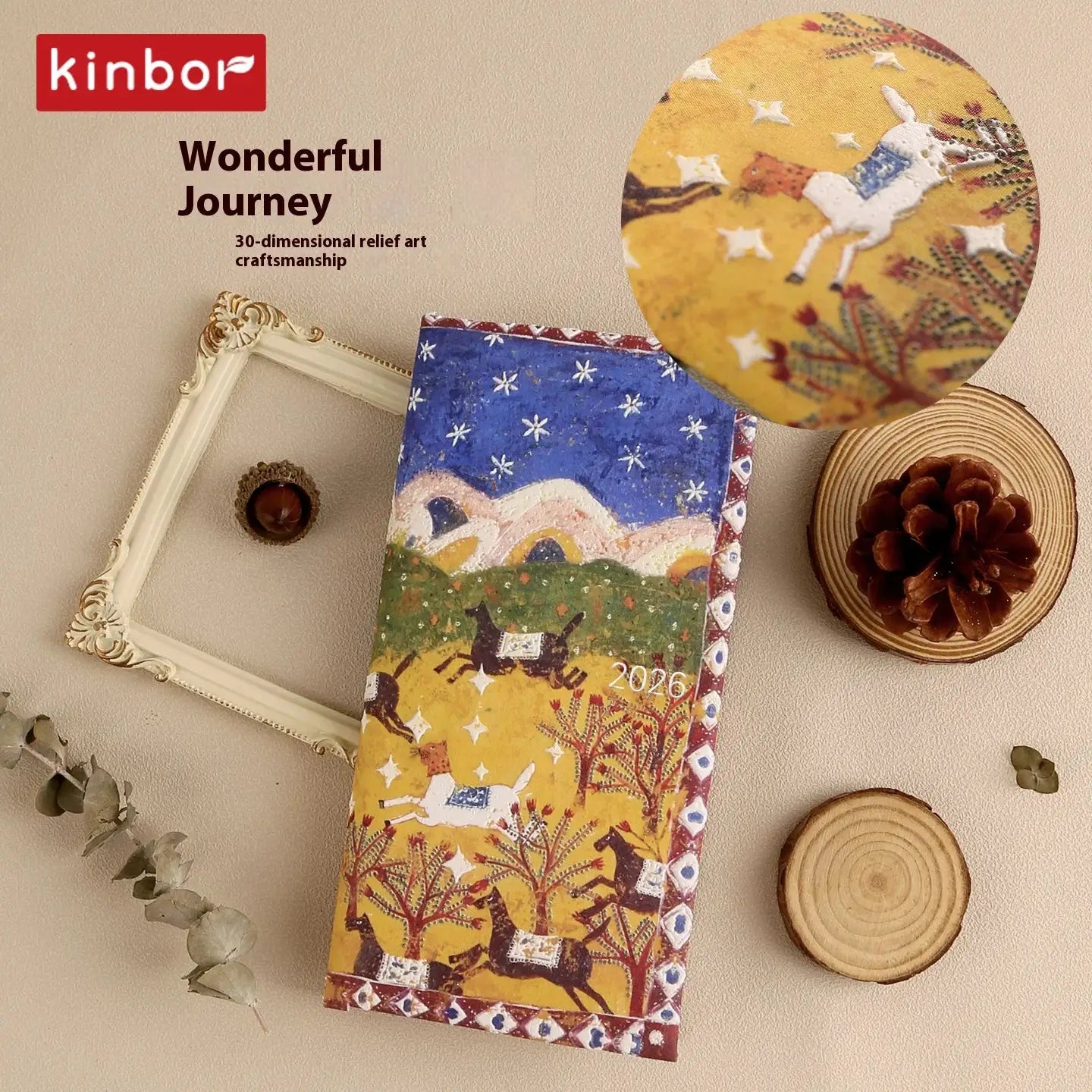 Kinbor 2026 weekly planner pocket size notebook with colorful illustrated cover, Simples Market brand