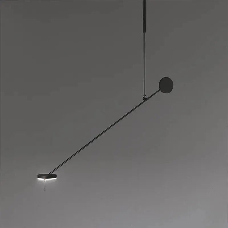 Creative LED chandelier in black metal, adjustable hanging lamp for bedroom, living room, and dining areas
