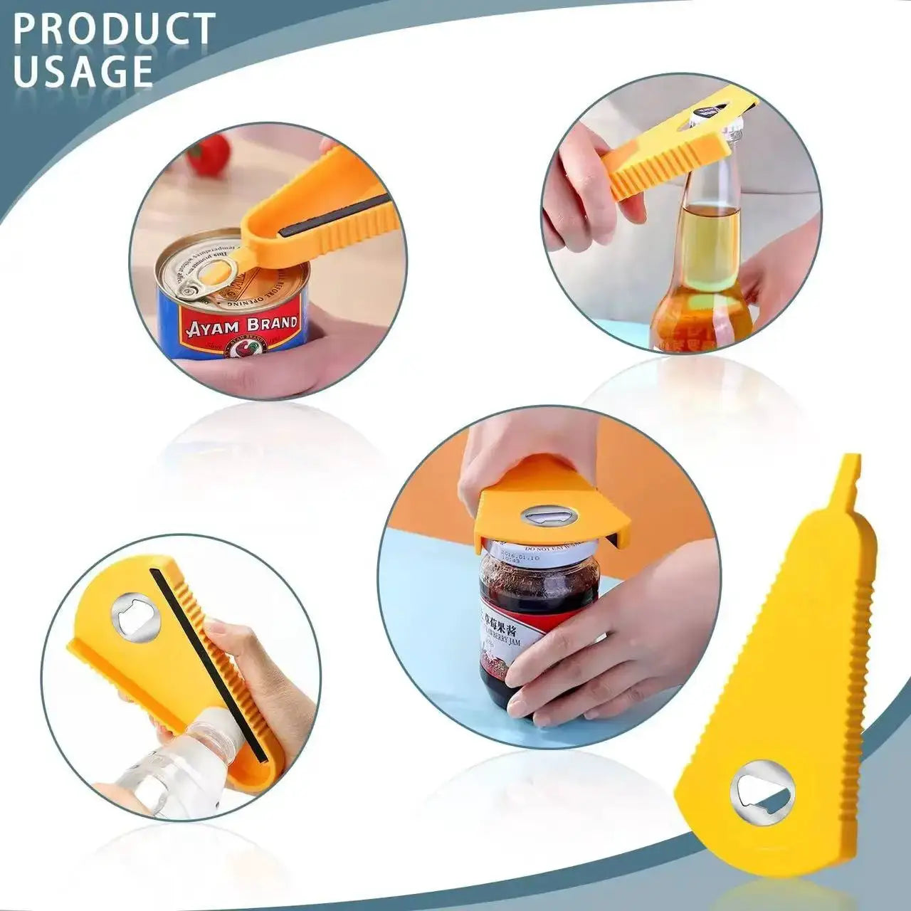 Multifunctional Can Opener Bottle Jar Opener Stainless Steel Tool