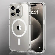 Two Simples Market clear MagSafe cases for iPhone; transparent backs with circular MagSafe ring.