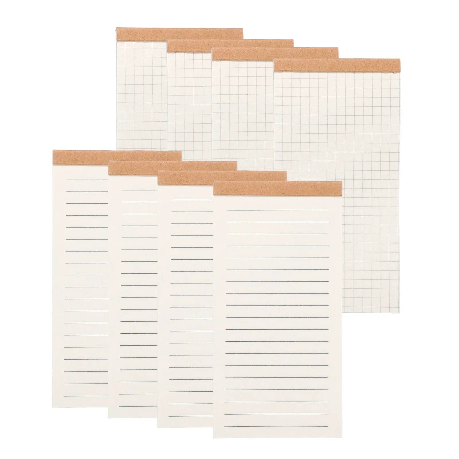 Simples Market eight-pack cork-topped portable field notes notepads with grid and lined pages, 50 sheets each