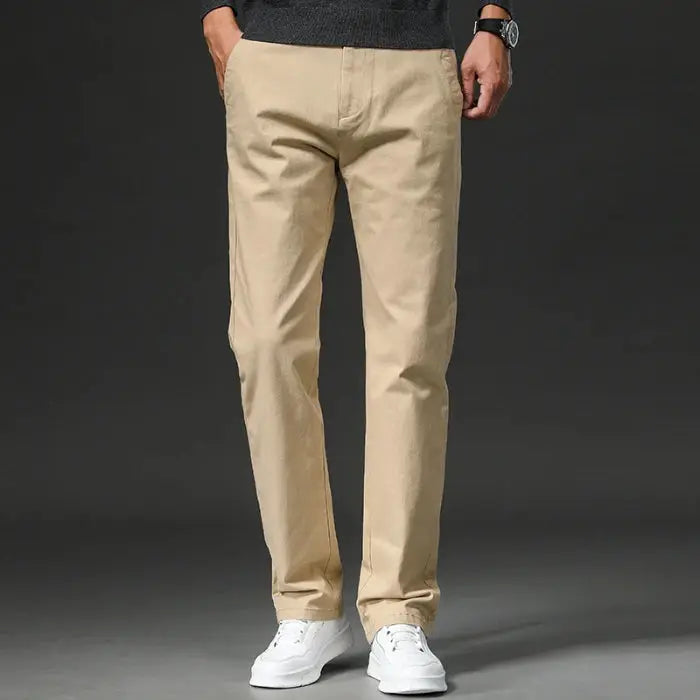Men's Simples Market khaki cotton-stretch straight-fit chinos