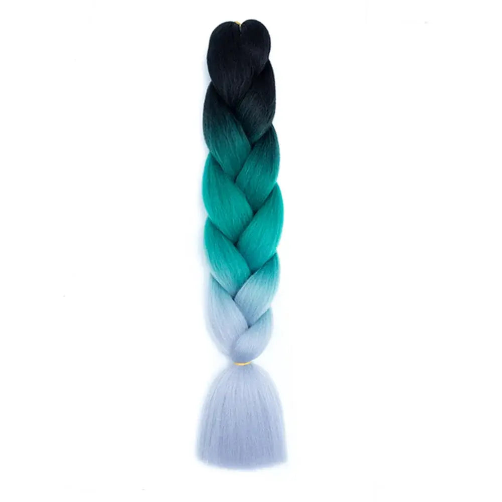 Simples Market 24in jumbo braiding hair synthetic Afro crochet braid, ombre gradient from black to teal to lavender