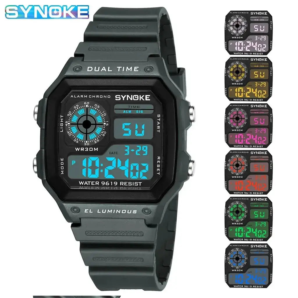 Synoke Digital Sports Watch Luminous Backlight Waterproof Multifunction Timepiece for Men Women and Students