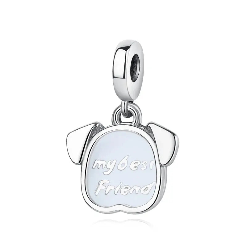 925 Sterling Silver Paw Print Charm Beads for Dogs and Cats Jewelry Pendant Fit for Bracelets Necklaces DIY Projects